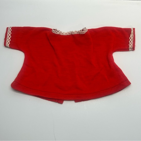 vintage vogue dolls clothes red doll long sleeve top lace trim made in usa - Picture 1 of 8